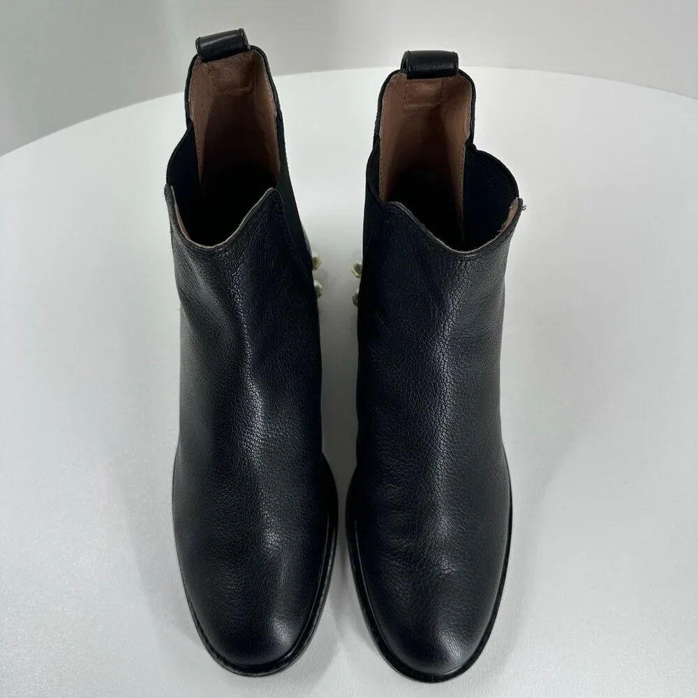 Louise et Cie Valtina Pearl Heel Chelsea Boots Women US 9M Pebbled Leather Black - Picture 9 of 13